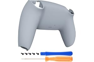 eXtremeRate New Hope Gray Grip Custom Back Housing Bottom Shell Compatible with ps5 Controller, Replacement Back Shell Cover 