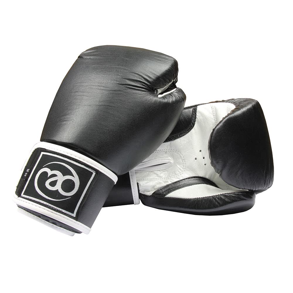 Boxing-Mad Leather Pro Sparring Gloves - Black/White, 12 Oz