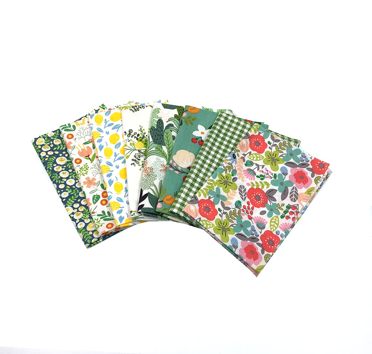 RayLineDo 8PCS 50cmX50cm Fat Quarters Green Color Cotton Patchwork Fabric Bundle Squares Quilting Scrapbooking Sewing Art Craft