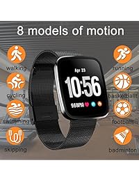 Smart Watch Touchscreen Fitness Tracker with HR Blood Pressure Monito Pedometer Weather Calorie Counter Sleep Monitor Waterproof Smart Sports Watch for Woman Birthday Gifts Android iOS