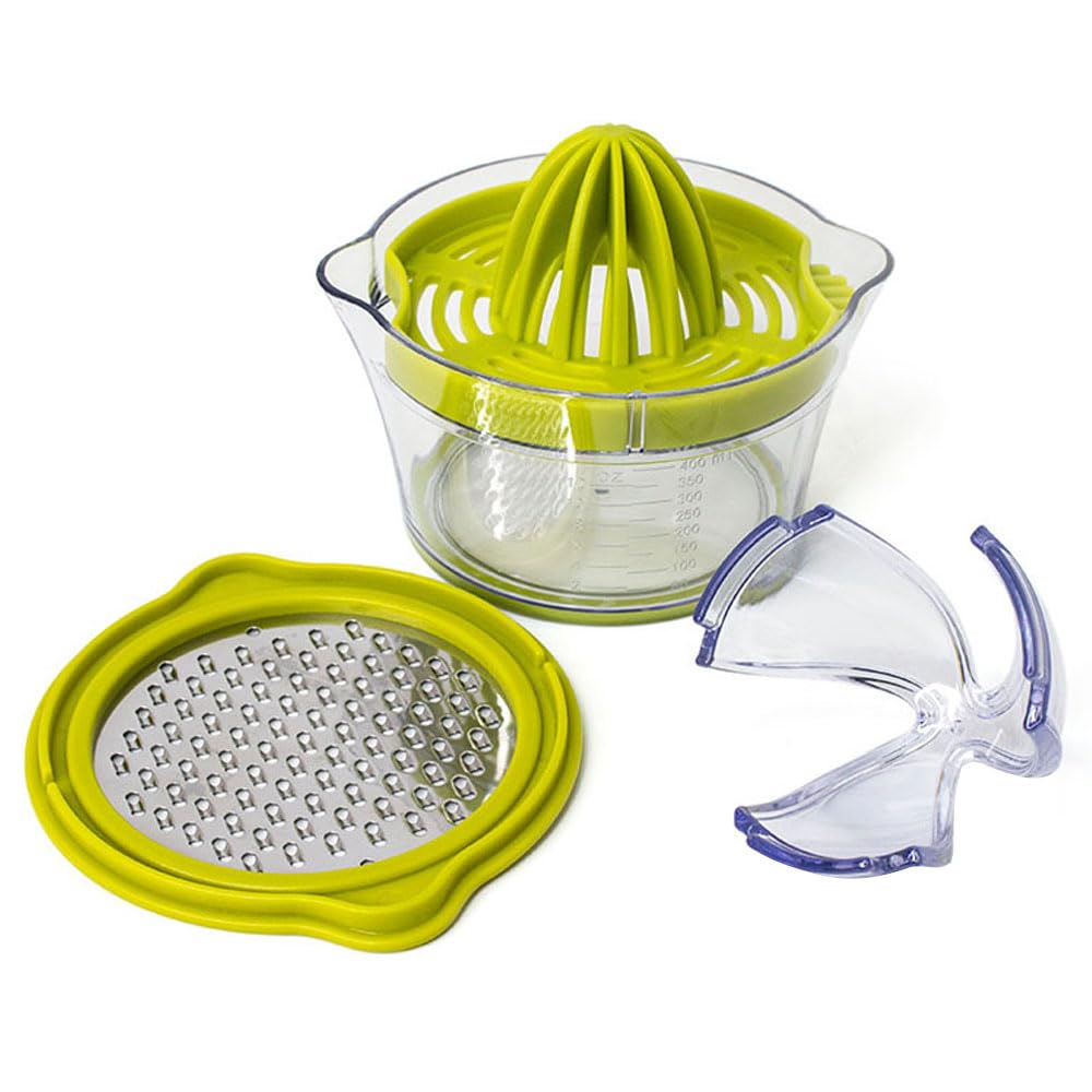 Manual Orange Squeezer, Multifunctional Juicer with Grater and Measuring Cup for Lemon Citrus Fruit