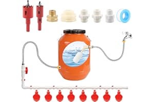 58 Pcs Automatic Chicken Waterer System with 8 Water Cups & 2 Garden Hose &1/2" PVC Pipe & Float Valve & Hose Connector Kit f