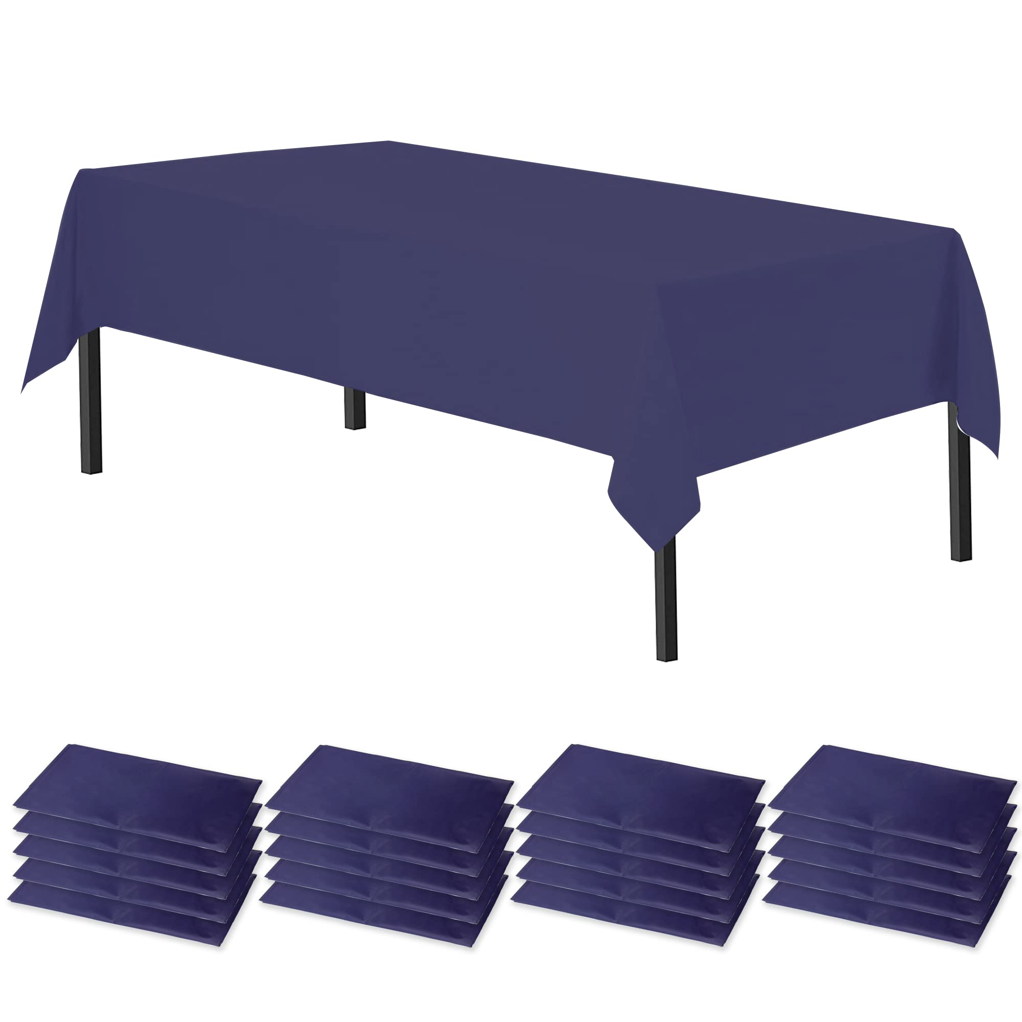 Time to Sparkle 10 Pack Plastic Tablecloths 54" x 108" Plastic Dining Table Cloth Premium Rectangle Table Cover for Parties Wedding Banquet etc Indoor Or Outdoor Navy Blue