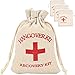 Maxdot 20 Packs Cotton Muslin Wedding Party Favor Bags Red Cross Bachelorette Hangover Kit Bags Recovery Kit Bags Survival Kit Bags Drawstring Bag, 6 x 3.9 Inches
