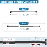 WELDUN Extendable Shower Curtain Tension Rod 48-82cm Black view 4
