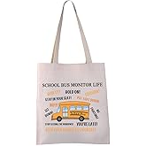 VAMSII School Bus Monitor Tote - Driver Appreciation Gift - Shoulder & Grocery Bag