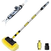 SISUPASSIE 12FT Car Wash Brush with Long Handle, Telescopic Car Wash Brush with Soap Dispenser, 12-Inch Soft Bristle Car Cleaning Brush for Cleaning Car, RV, Truck, Boat, Solar Panels, Yellow