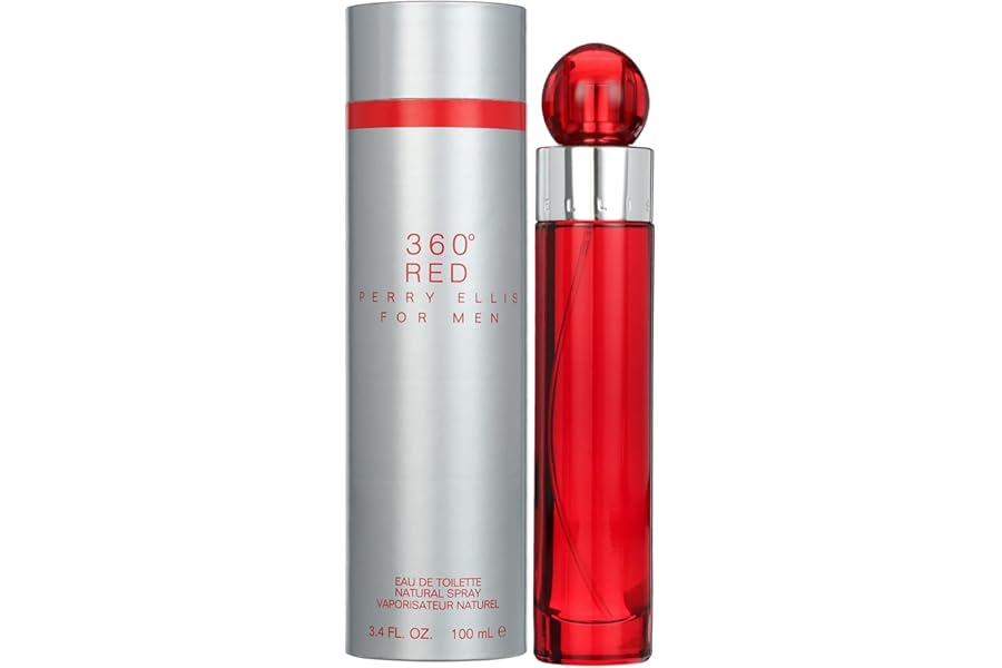 Perry Ellis 360° Red Eau De Toilette Spray for Men – Mens Cologne, Long Lasting Perfume, EDT, Fragrance with Notes of Clove, Cinnamon & Patchouli – 3.4 fl oz (100 mL)