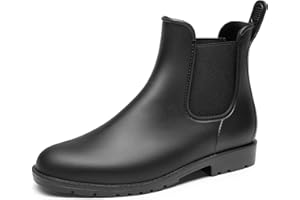 DREAM PAIRS Women's Chelsea Rain Boots Ankle Short Booties Waterproof Anti-Slip Outdoor Elastic Slip-On Garden Rain Shoes