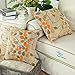 CaliTime Cushion Cover Throw Pillow Case Shell for Couch Sofa Home Decoration Luxury Chenille Cute Leaves Both Sides 18 X 18 Inches Ecru Orange