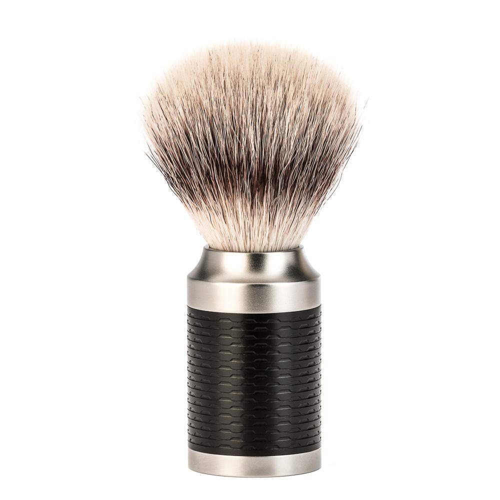 MUHLE Shaving Brush Silvertip Fibre, Handle Material Stainless Steel/Matte-Black