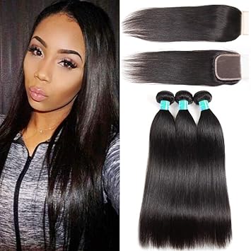Amazon Com 8a Virgin Human Hair Bundle And 4x4 Lace Closure Free