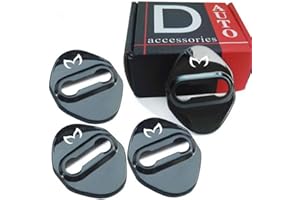 MAXDOOL Stainless Steel Car Door Lock Latches Cover Protector for for Mazda 3,6, Miata MX-5 CX-3,CX-5,CX-9 Car, 3M Adhesive Backing（ Pack of 4） (Black)