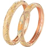 UJOY Classic Cloisonne Bracelets Enamel Jewelry Plated Bamboo Flower Cuff Metal Bangle for Women Gift Box