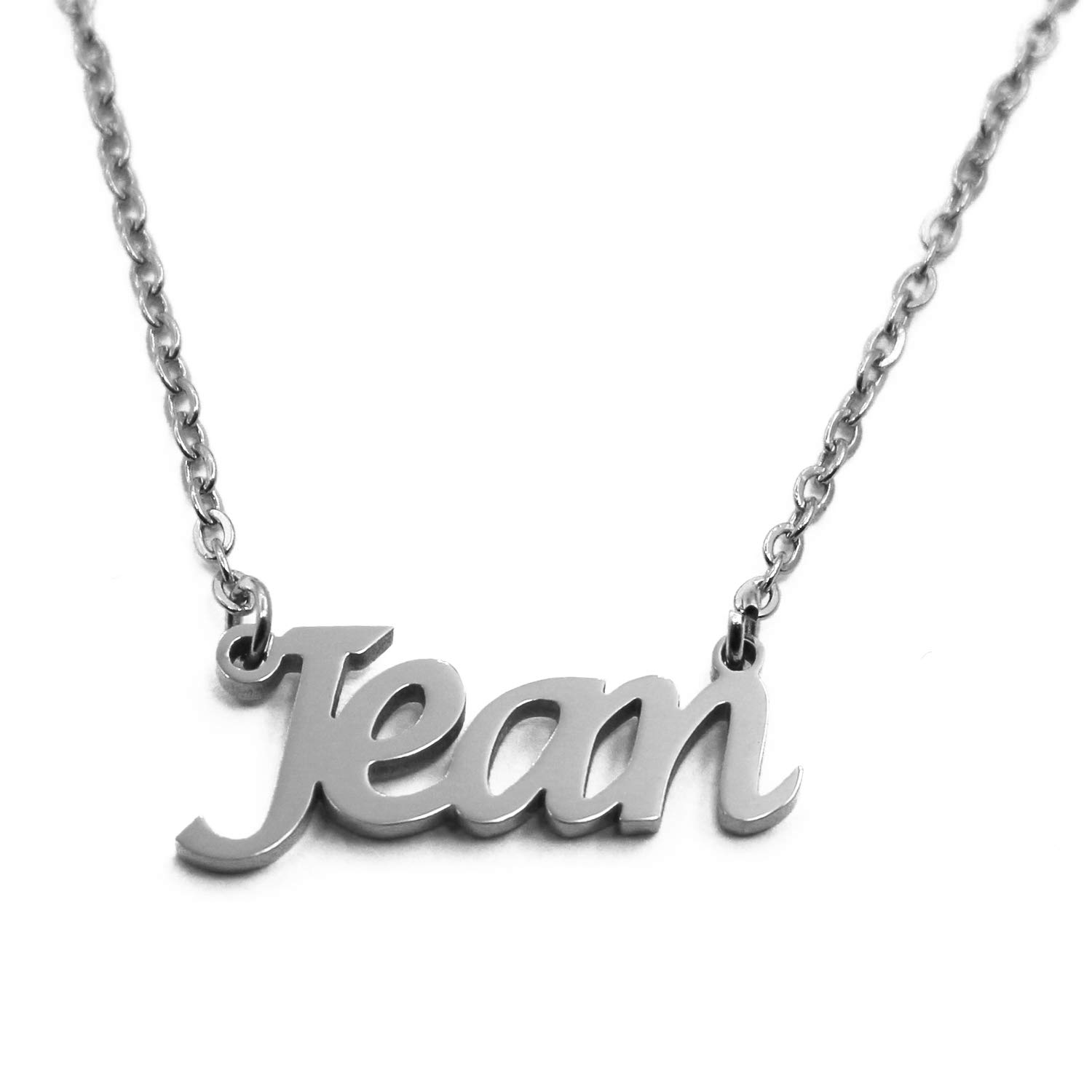 Kigu Jean Personalised Name Necklace - Silver Tone - Custom Dainty Name Pendants, Jewellery for Ladies, Girlfriend, Mother, Sister, Friends