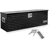 ARKSEN 49" x 15" x 15" Truck Bed Tool Box, Heavy Duty Storage Chest, Black | Waterproof Diamond Plate Aluminum Toolbox with Side Handle &amp; Lock for Pickup Truck Bed, RV &amp; Trailer