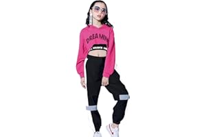 LOLANTA Girls Hip Hop Dance Outfits 3 Pieces Cropped Hoodie Tank Top Jogger Pants Set, Jazz Street Skateboarding Clothes