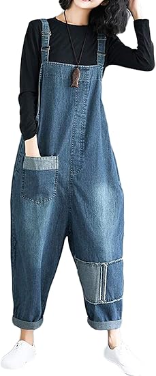 Amazon Bestmoodサロペット デニム ゆる サルエル オーバーオール 着痩せ Bf風 大きいサイズ オールインワンストリート系 ロングパンツ 通販