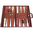 21-inch Backgammon Set - Brown Board and Playing Surface - White and Light Brown Points