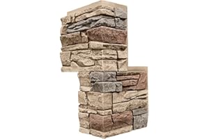 GenStone Faux Stacked Stone 90 Degree Outside Corner Panel 22.5" x 12" in Desert Sunrise Color for Do It Yourself Friendly Home Improvement Projects