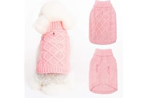 Mihachi Turtleneck Dog Sweater - Winter Coat Apparel Classic Cable Knit Clothes with Leash Hole for Cold Weather, Ideal Gift for Pet in New Year