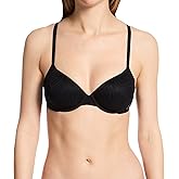 Calvin Klein Women's Sheer Marquisette Lightly Lined Demi Bra, QF6875, Black, 36C