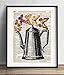 Vintage Coffee Pot With Butterflies, Vintage Dictionary Art Print, Antique Wall Art Home Decor, Modern Boho Poster, Farmhouse Decoration Living Room Bedroom Office 8x10 Inches, Ready To Frame