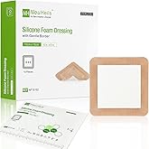 Silicone Adhesive Foam Dressing with Gentle Border 6''x6'', 10 Packs for Bed Sore Leg Ulcer, High Absorbency Waterproof Silicone Wound Bandages by NeuHeils