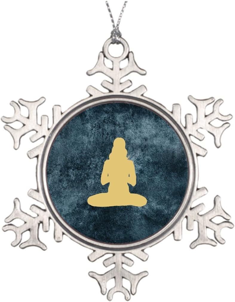 Tlbfresapo6 Xmas Trees Decorated Gold Yoga Pose ? Unique Snowflake Ornaments Yoga