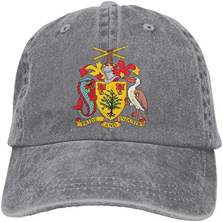 WKP0XKA Men and Women Cap Coat Of Arms Of Barbados Hat Snap-Back Hip-Hop Cap Baseball Hat Head-Wear Cotton Snapback Hats Ash