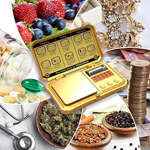 WEIGHTMAN Gram Scale, 200/0.01g Scale Gram, 6 Units, Small Digital Scale for Jewelry, Gold, Herb, Medicine, Calibration Set and Batteries Included