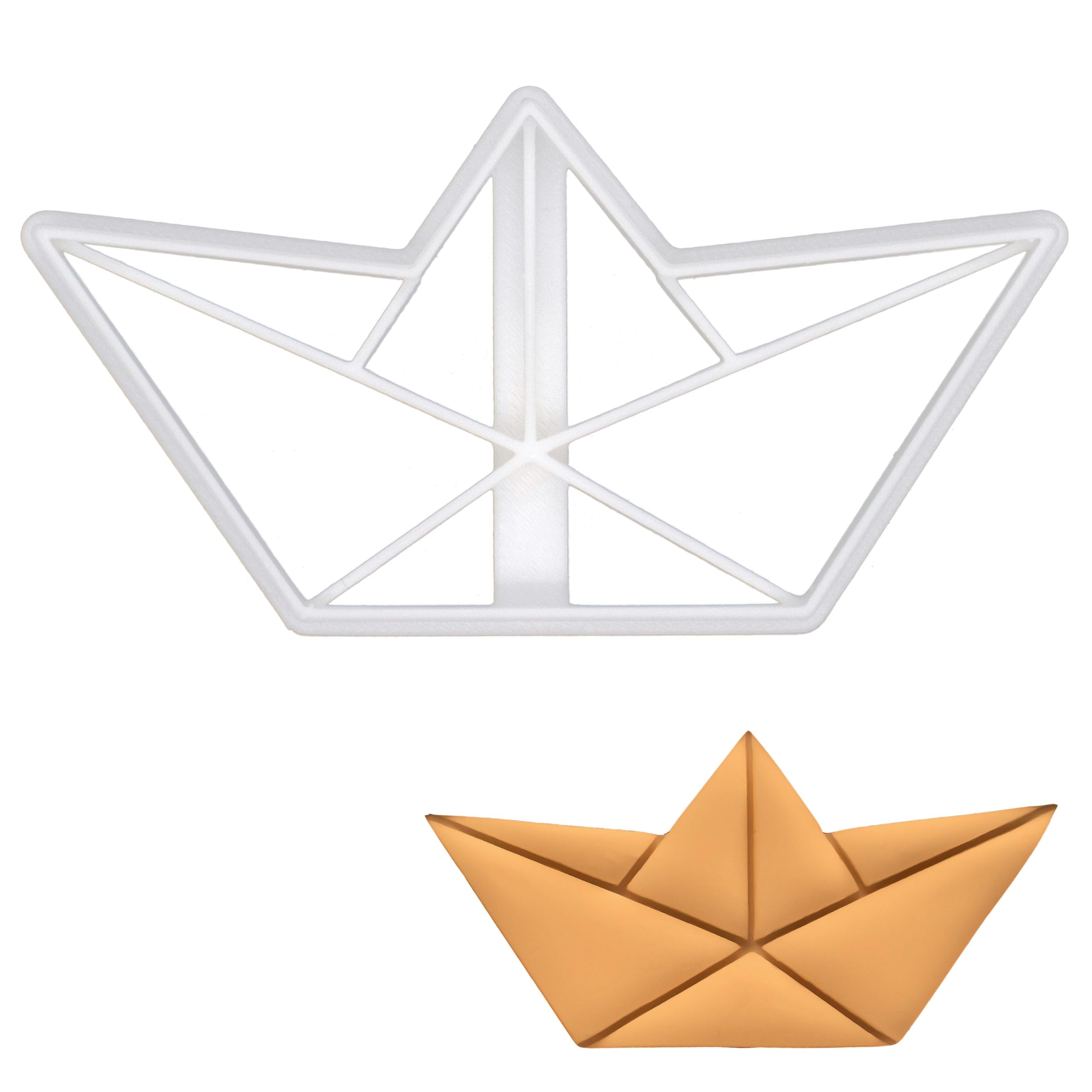 BAKERLOGY Origami Boat Cookie Cutter - Detailed Biscuit Cutter Design for Baking and Crafts, Ideal on Fondant, Dough, Clay