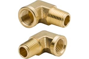 Legines 1/4 Inch Brass Street 90 Degree Elbow 1/4" NPT Male x 1/4" NPT Female Forged Pipe Fitting (Pack of 2)