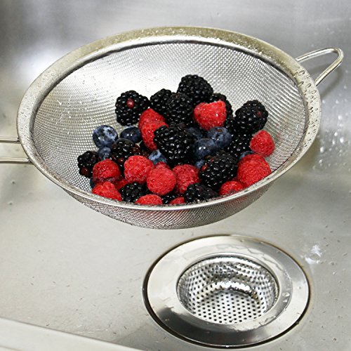 U.S. Kitchen Supply - 2 Pack of Stainless Steel Micro Perforated Kitchen Sink Strainers - 4.5" Diameter, 2.75" Bowl -, Catch Waste, Prevent Clogs Also Works for Acrylic Paint Pouring Technique