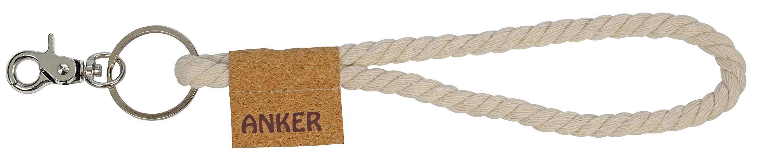 happyROSS Cord loop anchor | maritime keyring with rope cord and cork flag | cotton lanyard | maritime look, s, harbour and sea