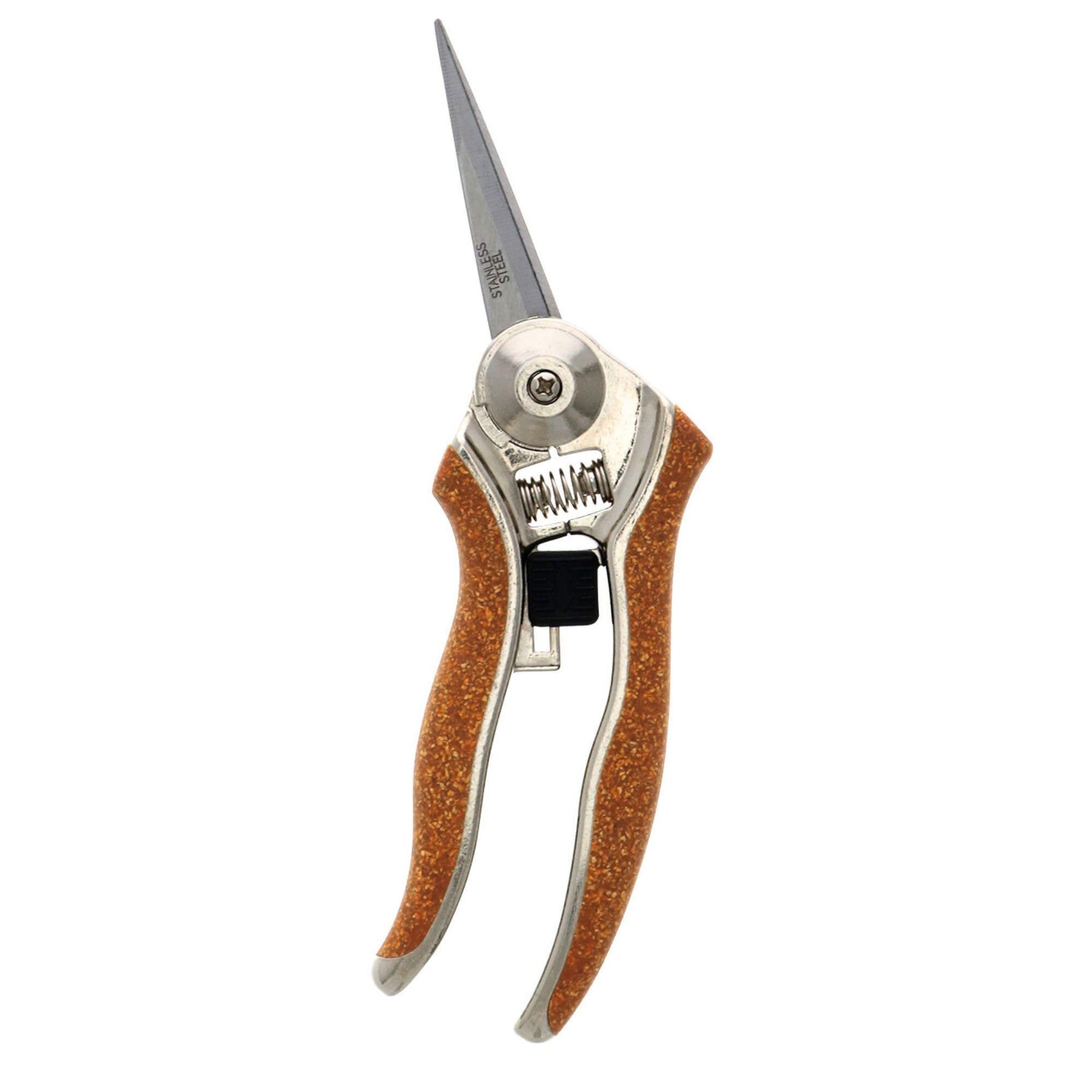 高儀(Takagi) コルク柄 コンパクト ステンレス 芽切鋏 170mm 最大切断径 約φ5mm(刃元) さびにくい 手に優しく馴染む 握りやすい 観葉植物 多肉植物 芽 小枝 庭木 剪定 園芸用ハサミ 園芸ハサミ 剪定バサミ 剪定ばさみ ストッパー 高儀 たかぎ商品画像