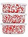 Enamelware 3 Piece Storage Bowl Set, Red Marble