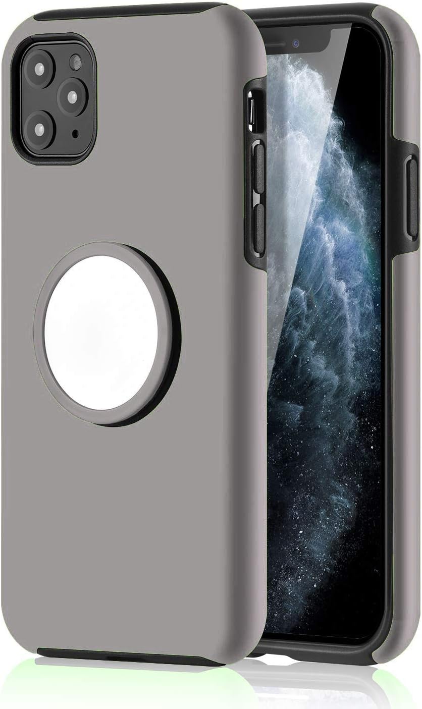 UPHIDO iPhone 11 Pro Case Cover, Tough Heavy Shock Dual Layers Protective Expanding Phone Pop Hold Stand and Grip Built-in Iron for Magnetic Mount Rugged Duty Protection for iPhone 11 Pro 5.8" (Grey)