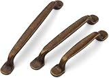 FURNIWARE 5Pack Antique Brass Kitchen Cabinet Handles 3 Inch Center 96mm view 2