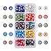 NBEADS 350 Pcs 8mm Lampwork Evil Eye Beads, 9 Colors Real Glass Turkish Beads, DIY Crafts Flat Round Handmade Evil Eye Spacer Beads with Container for DIY Bracelets Necklace Jewelry Making