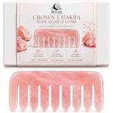 Crown Chakra Rose Quartz Comb &ndash; Scalp Massage Comb for Hair Growth Routine, Crystal Hair Comb for Detangling, Scalp Stimulation &amp; Relaxing Self Care Ritual, This Hippie Girl