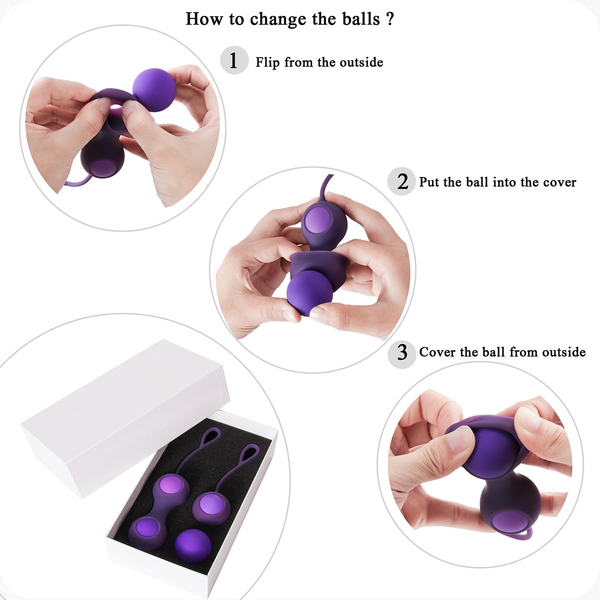 Ben Wa Ball Kegel Exercise Weights Kit(5-Piece Set) - Doctor Recommended for Bladder Control Device Strengthen & Tighten Pelvic Floor - Kegel Ball Exercise Kit for Women:Beginners and Advanced