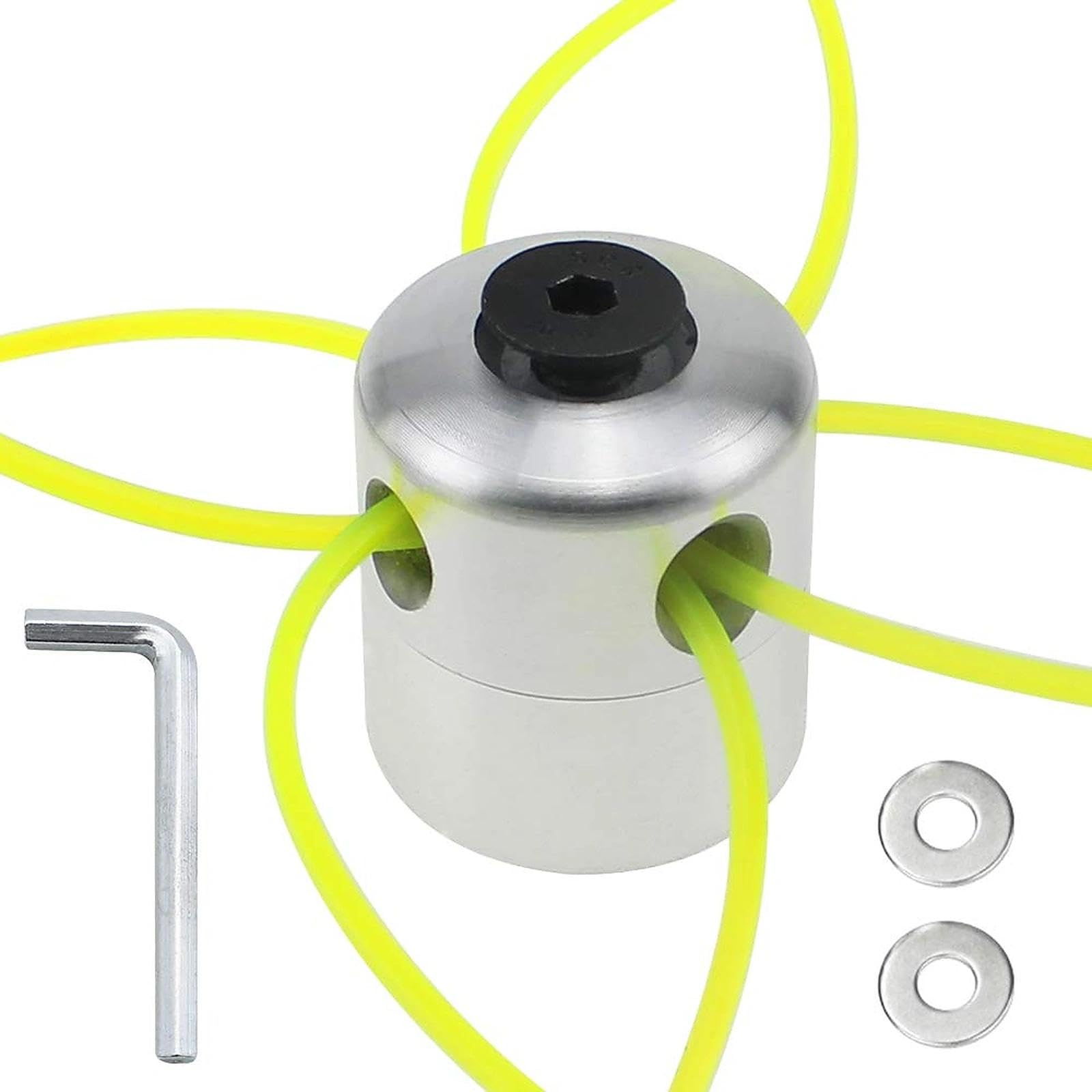 YPLonon Grass Trimmer Replacement Spool Head Flex Strimmer Brush Cutter Spool Head Attachment with 4 Weeding Cords 1 Wrench 2 Washers for Garden M10 Lawn Mower Install Easily