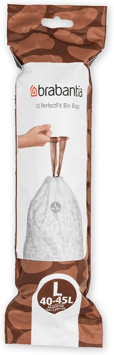 Brabantia PerfectFit Bin Liners Size L 40-45 L 10 Bags Thick Plastic Tie Tape