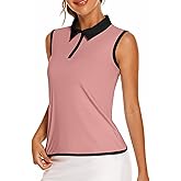 COOrun Golf Polo Shirts for Women Sleeveless Sports Shirts Zipper Up Athletic Tank Tops with Collar Quick Dry