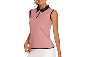 COOrun Golf Polo Shirts for Women Sleeveless Sports Shirts Zipper Up Athletic Tank Tops with Collar Quick Dry