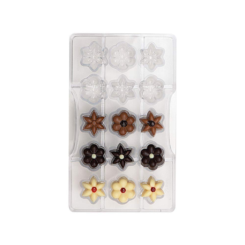 Decora 0050142 Flowers Polycarbonate Chocolate Mould 15 CAV. 200 X 120 X 22 MM, Policarbonato