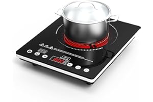 ANHANE Electric Cooktop 12 Inch,Single Burner Plug in Portable 110V Electric Cooktop, Countertop Ceramic Stove Top with Power Levels and Overheat Protection