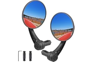 RUTVEING Bike Mirrors Handlebar End Mount, Rotatable And Adjustable Shockproof ebike mirror Wide Angle Bicycle Handlebars End Safe Clear E-Bike Glass Rear View Mirrors
