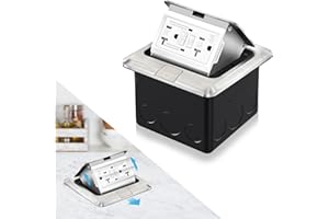 Vagueior Pop-Up Floor Box Kit, 20A Tamper-Weather Resistant Receptacle GFCI Outlet, Corrosive Resistant Hardware, ETL certified Stainless Steel Color